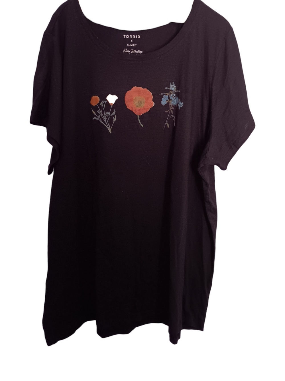 torrid | Womens Shirt Sleeve Black Floral Tee Plus Size 5